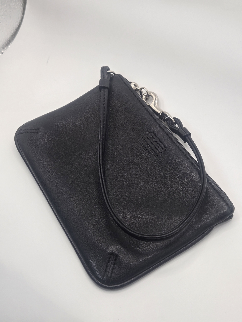 Coach Black Pebbled Leather Wristlet